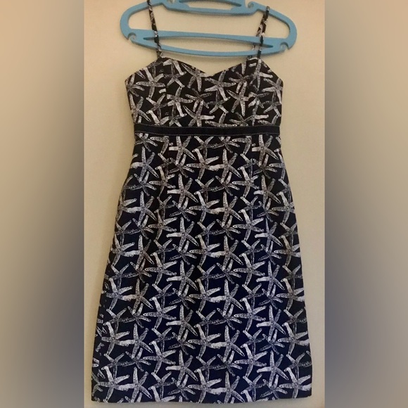 Vineyard Vine Shep & Ian Starfish Dress Size 4 Navy Blue White Nautical Lined - Picture 1 of 6
